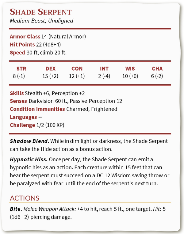 Monster - Stat Black - Shade Serpent